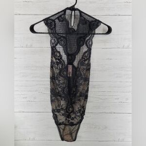 Victoria's Secret High Neck Black Lace Teddy, Size Small